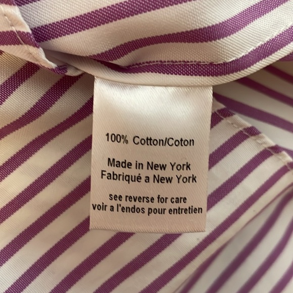 NWOT CAROLINE CONSTAS OFF SHOULDER TOP STRIPED WHITE & PURPLE. Size SMALL - Picture 8 of 8